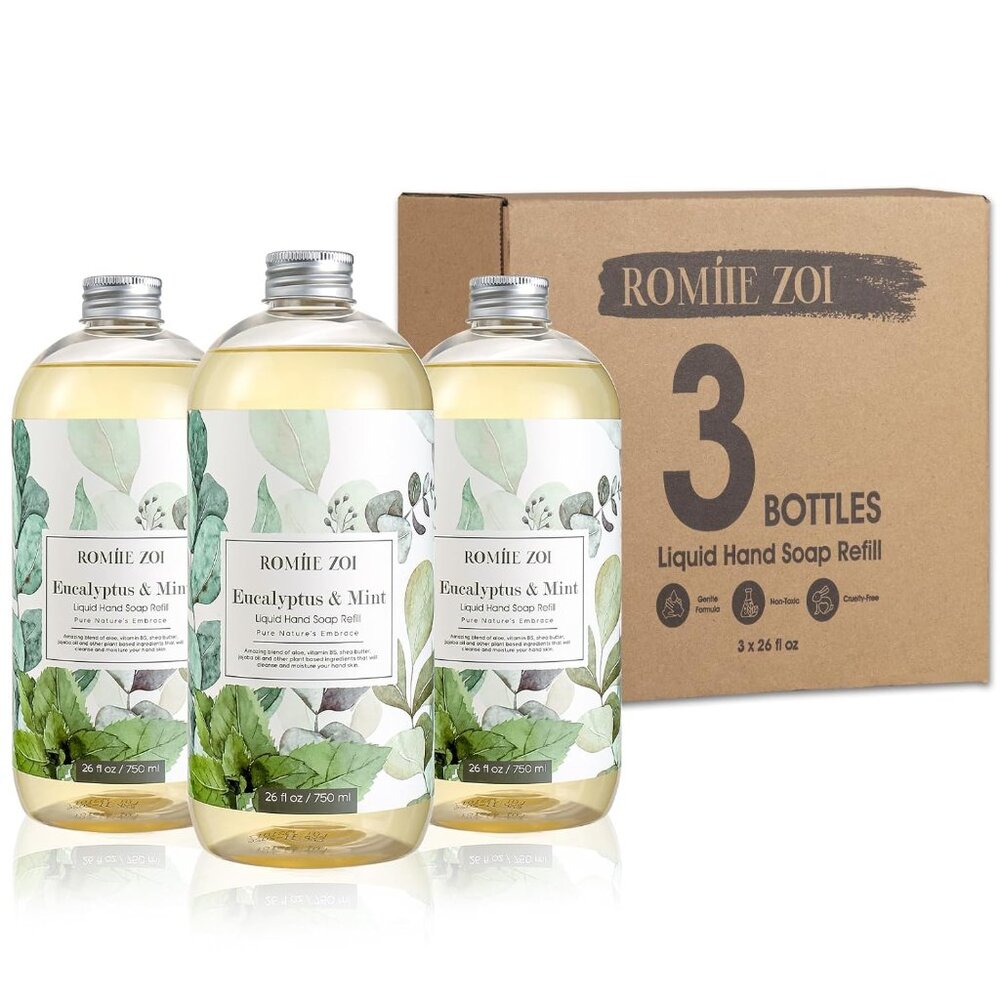 Moisturizing Eucalyptus & Mint Hand Soap Trio - Natural Formula & Fresh Scent